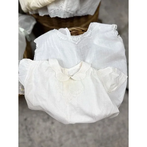 Vintage Lot 16 Baby Child or Large Doll Clothing Dress Gowns Embroidery Tatting - Picture 13 of 16